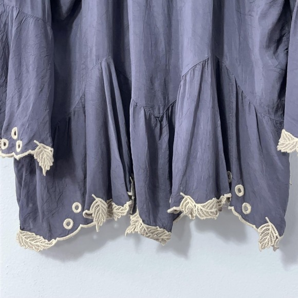 Johnny Was Kimono Top Women Small Gray Floral Embroidered Tassel Boho Festival - Picture 8 of 16